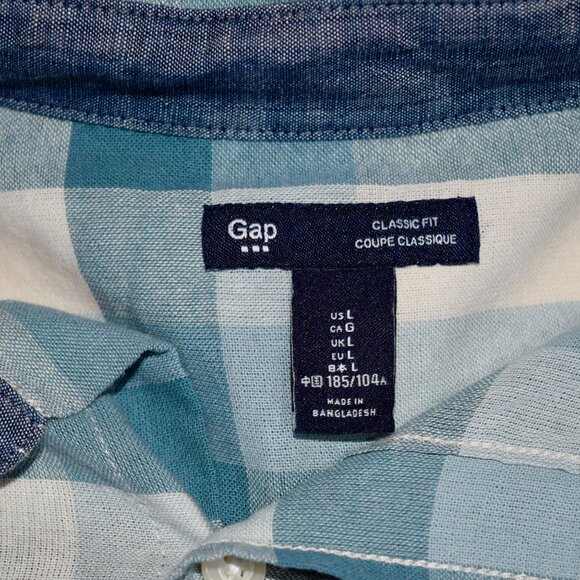 GAP Women's Blue & White Plaid Flannel Button-Up Blouse Size | L - Picture 5 of 5